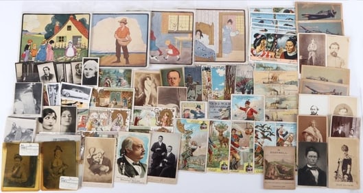 TOBACCO CARDS AND ANTIQUE PHOTOGRAPHS LOT OF 101