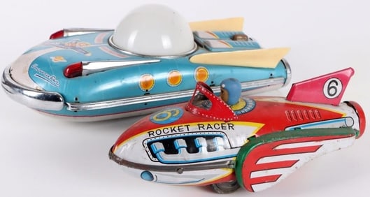 VINTAGE TIN CAR TOYS ROCKET RACER & UNIVERSE CAR