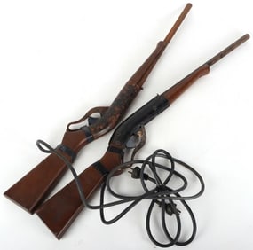 TWO VINTAGE PARRIS-DUNN PLUG-IN TOY CORK RIFLES