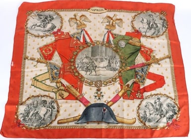 HERMES PARIS LEDOUX VINTAGE ORANGE SILK SCARF