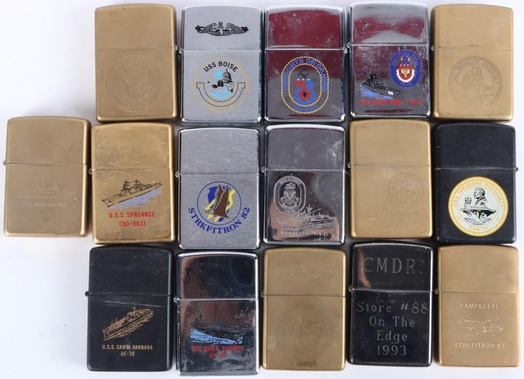 US BATTLESHIP & NAVY ZIPPO LIGHTERS (15) (1 of 2)