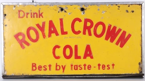 ROYAL CROWN COLA VINTAGE SIGN METAL FRAME