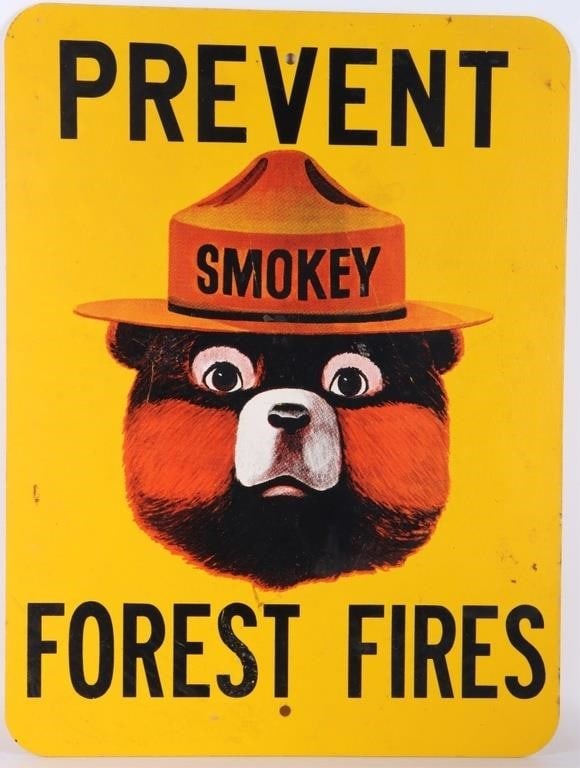 VINTAGE SMOKEY BEAR PREVENT FOREST FIRES SIGN 60's (1 of 4)