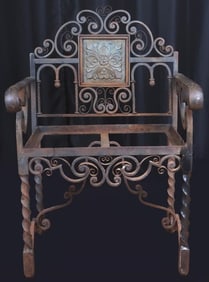 ANTIQUE CAST IRON ORNATE SWIRL GARDEN CHAIR