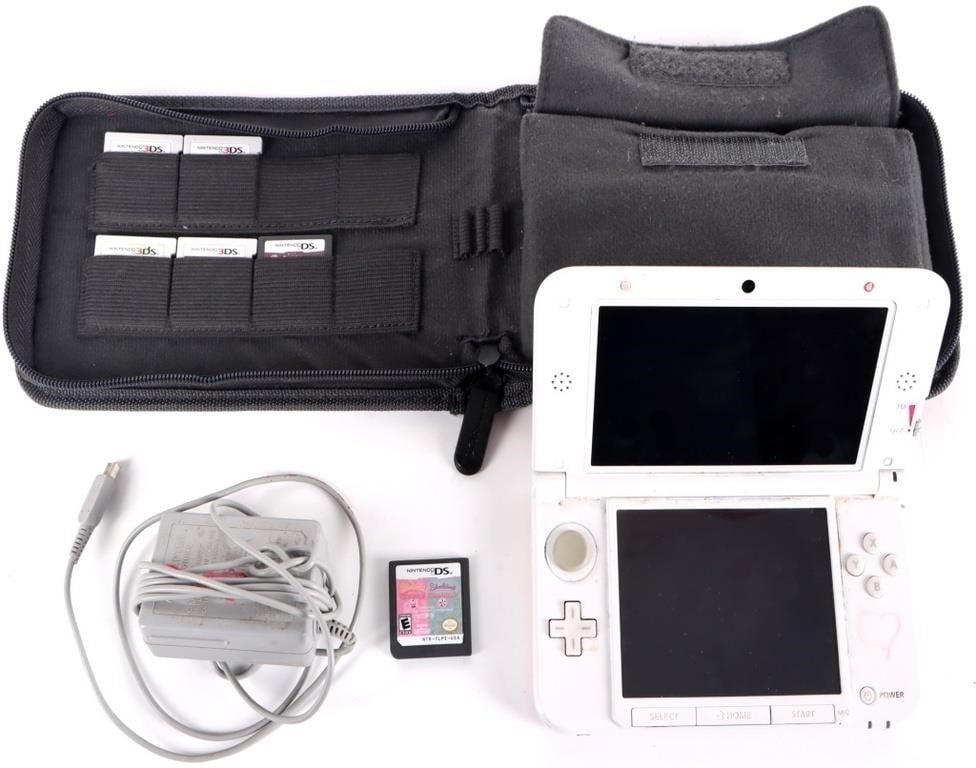 NINTENDO 3DS XL PINK/WHITE CONSOLE W/ 6 GAMES (1 of 8)