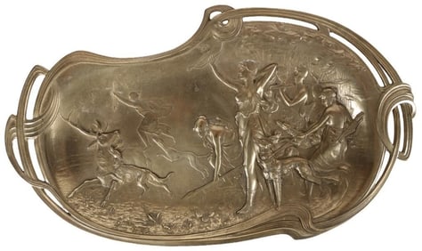 ART NOUVEAU 'DIANA THE HUNTRESS' BRONZE WALL PLATE