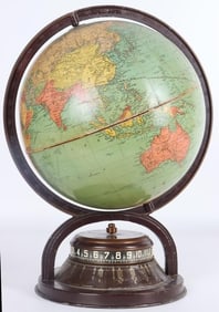 VINTAGE REPLOGLE 10' GLOBE WORLD CLOCK WWII ERA