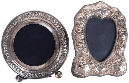 STERLING SILVER ROUND & HEART PICTURE FRAMES