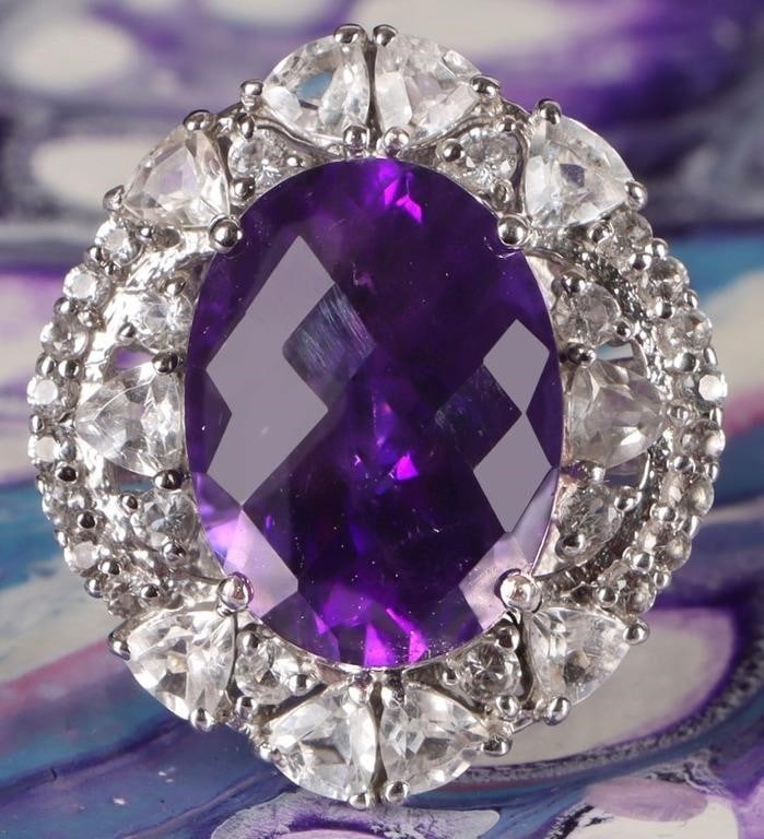 STERLING SILVER LADIES RING W/ AMETHYST & SPINEL (1 of 4)