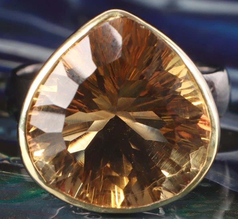 24.0CT TRILLION CITRINE STERLING SILVER RING (1 of 3)