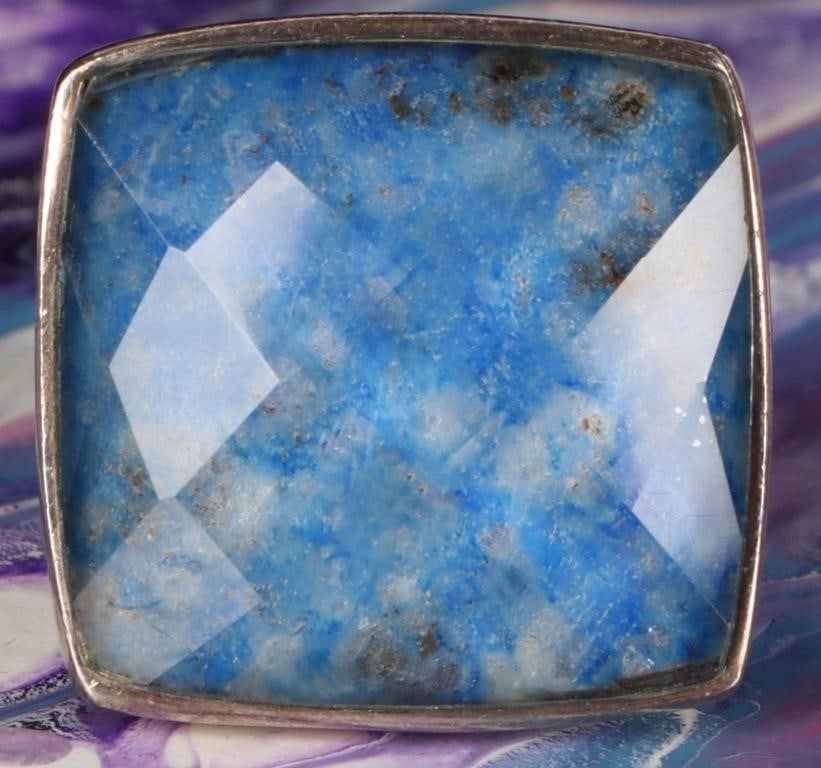 STERLING SILVER LADIES RING W/ DENIM LAPIS LAZULI (1 of 4)