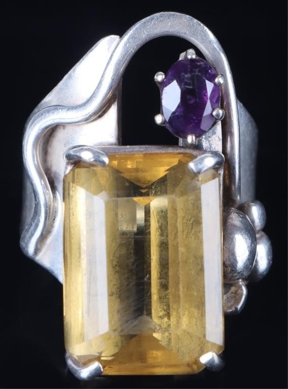 ~20CT SPINEL STERLING SILVER LADIES RING W/ AMTHST (1 of 3)