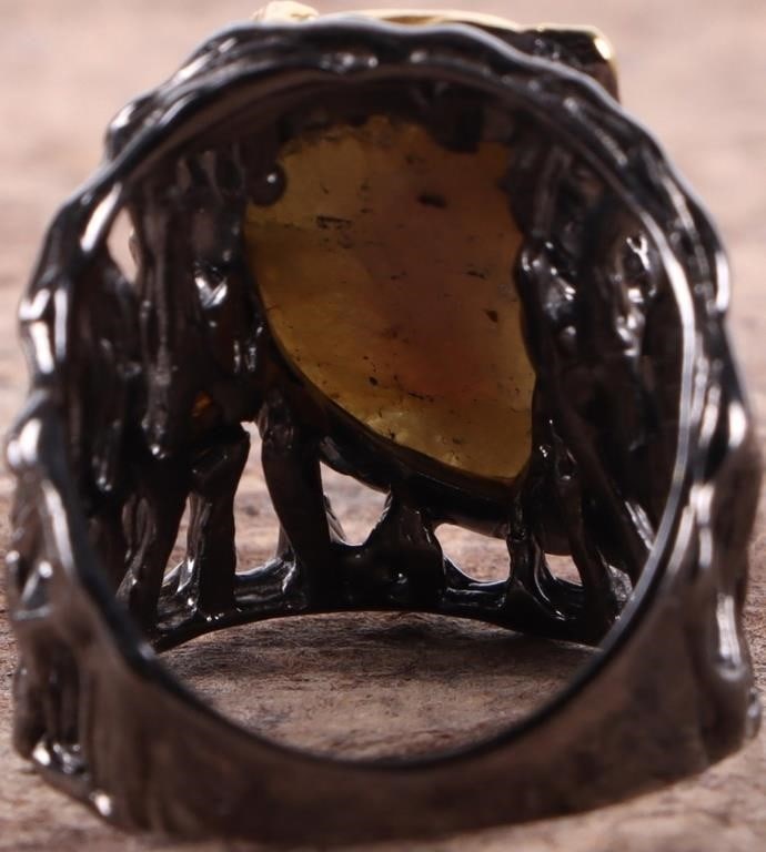 STERLING SILVER RUBY ZOISITE OPAL LADIES RING - 3