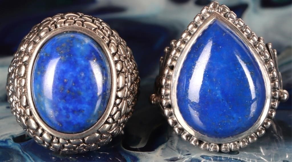 STERLING SILVER LADIES RINGS W/ LAPIS LAZULI (2) (1 of 8)