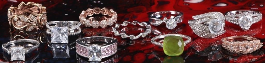 STERLING SILVER ASSORTED GEM LADIES RINGS - (11) (1 of 3)