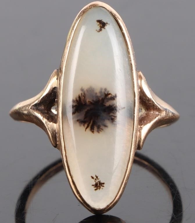 10K YELLOW GOLD DENDRITIC AGATE LADIES RING (1 of 3)