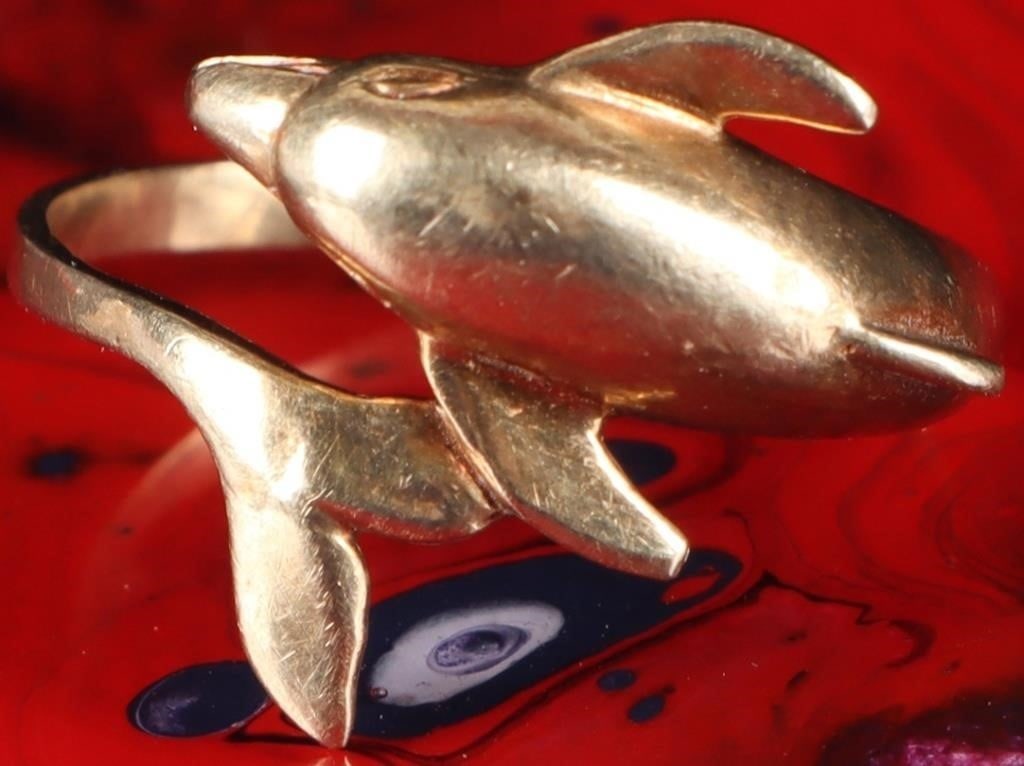 10K YELLOW GOLD LADIES DOLPHIN RING (1 of 4)