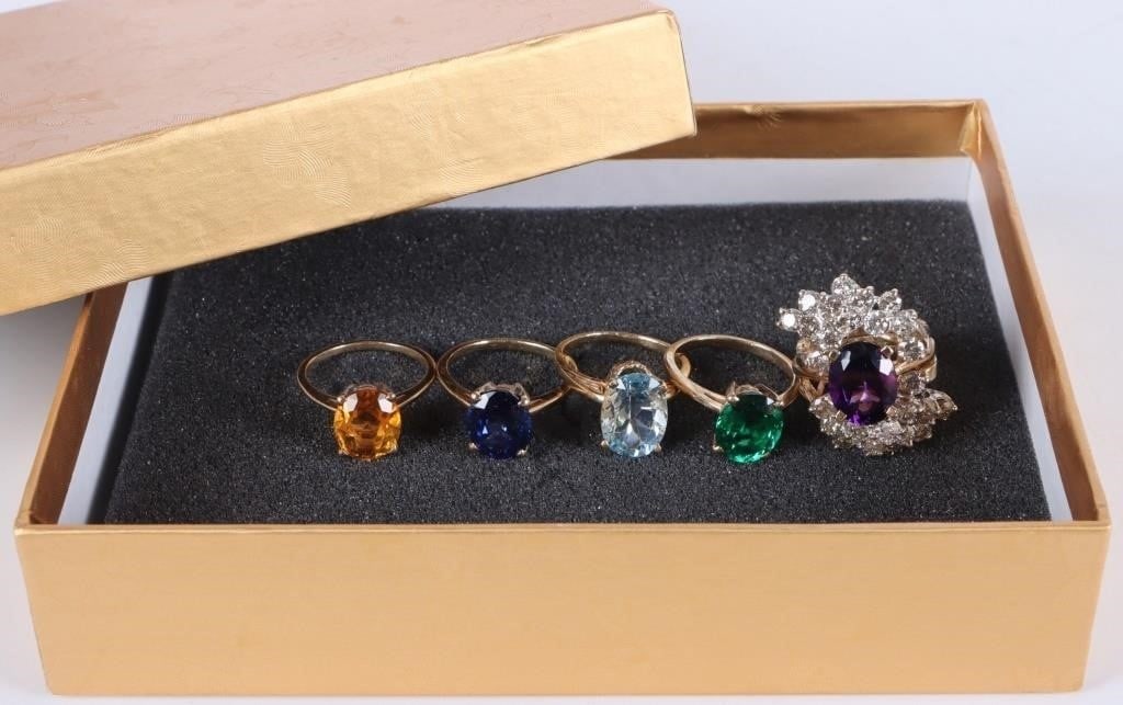 INTERCHANGEABLE YELLOW GOLD 5 RING ~22CT STONE SET (1 of 9)