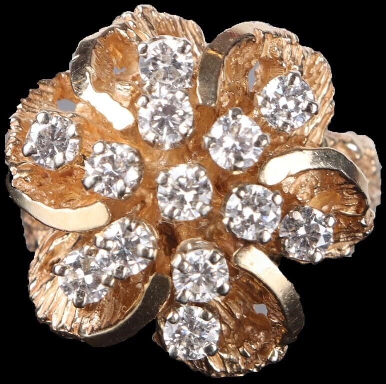 .91CTW DIAS 14K YELLOW GOLD LADIES BRUTALIST RING (1 of 3)