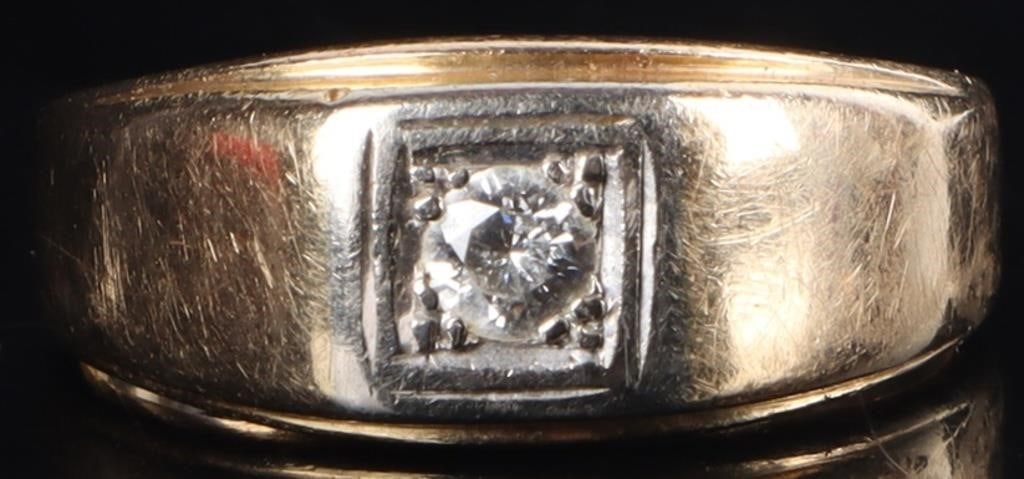 14K YELLOW GOLD MENS DIAMOND WEDDING BAND (1 of 4)