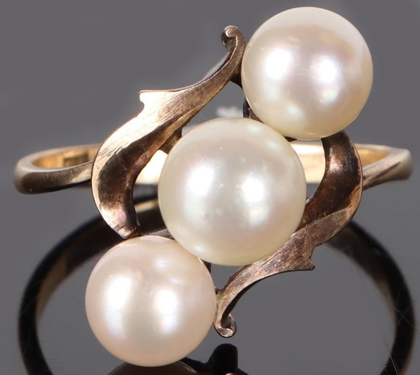 6.1-6.9MM PEARL VINTAGE 14K YELLOW GOLD RING (1 of 4)