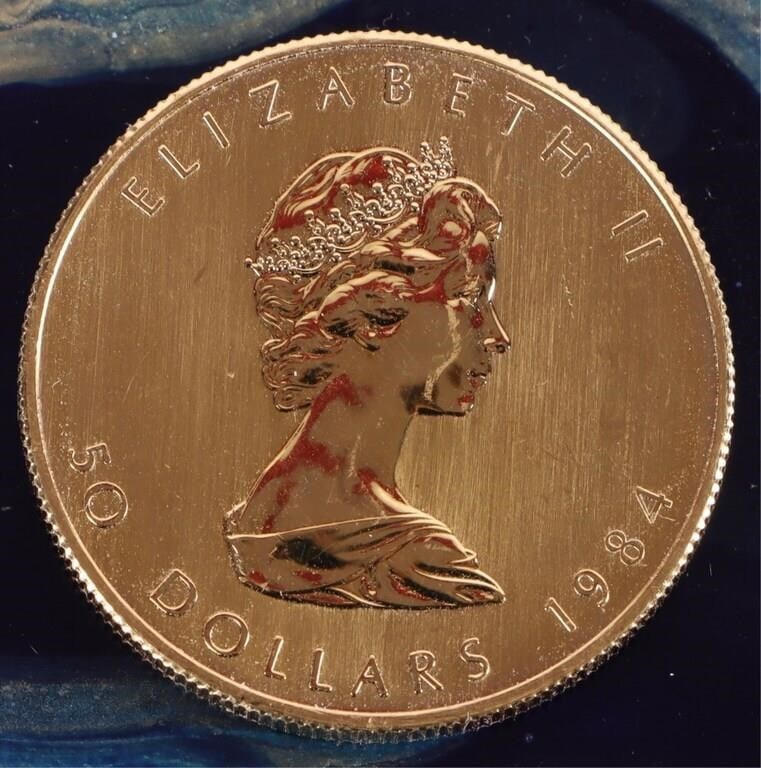 FINE GOLD 1 OZT 1984 $50 CANADIAN MAPLE LEAF MS (1 of 3)