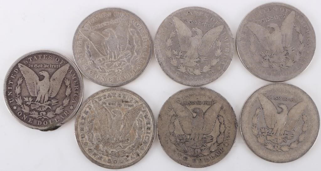 ASSORTED 90% SILVER MORGAN DOLLARS - (7) - 2