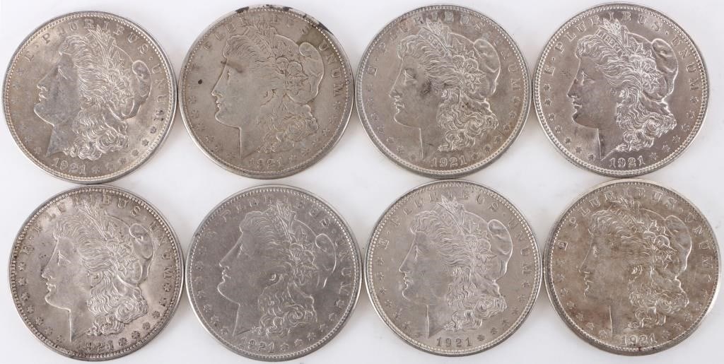 ASSORTED 90% SILVER MORGAN DOLLARS - (8) (1 of 2)