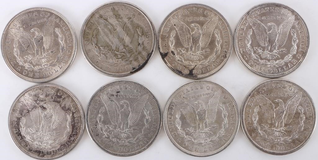 ASSORTED 90% SILVER MORGAN DOLLARS - (8) - 2