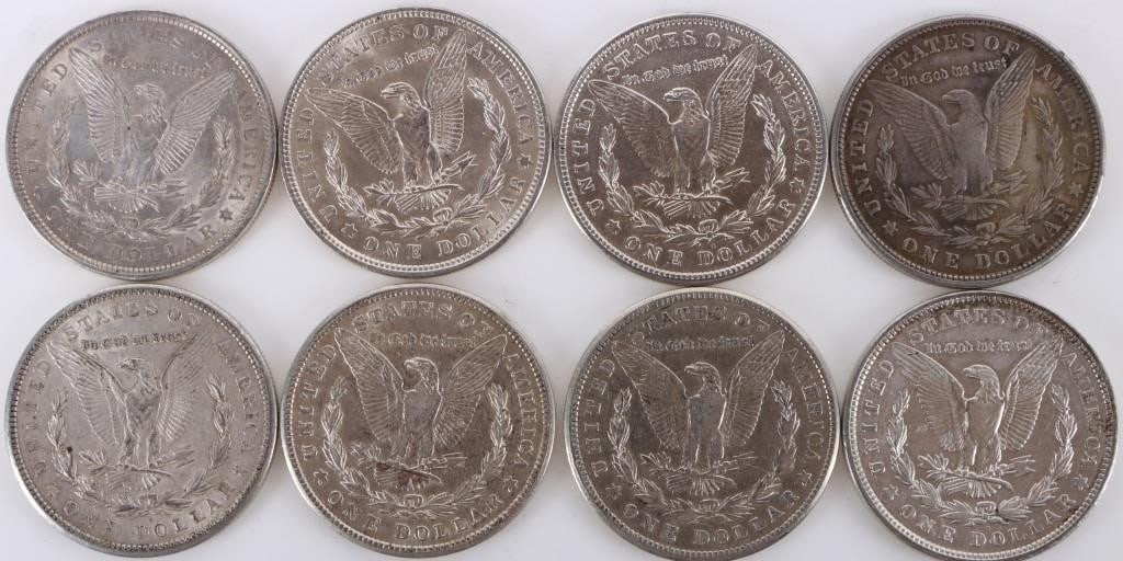 ASSORTED 90% SILVER MORGAN DOLLARS - (8) - 2