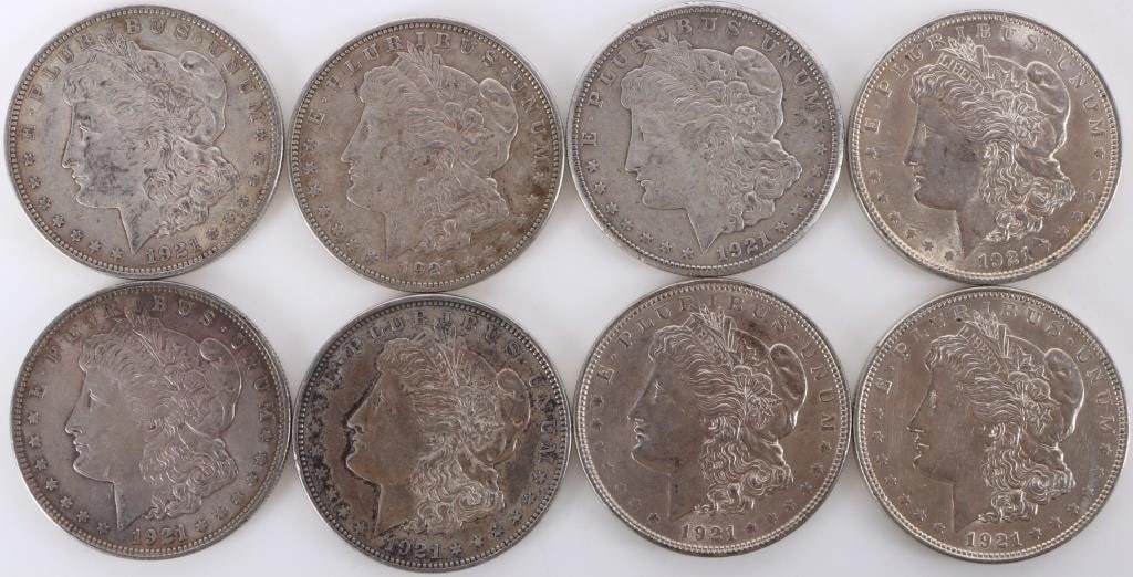 ASSORTED 90% SILVER MORGAN DOLLARS - (8) (1 of 2)