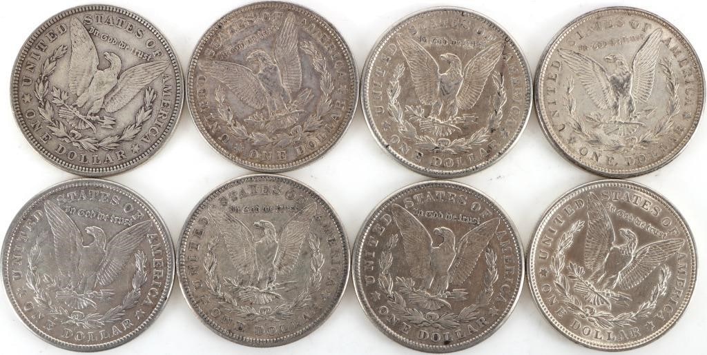 ASSORTED 90% SILVER MORGAN DOLLARS - (8) - 2