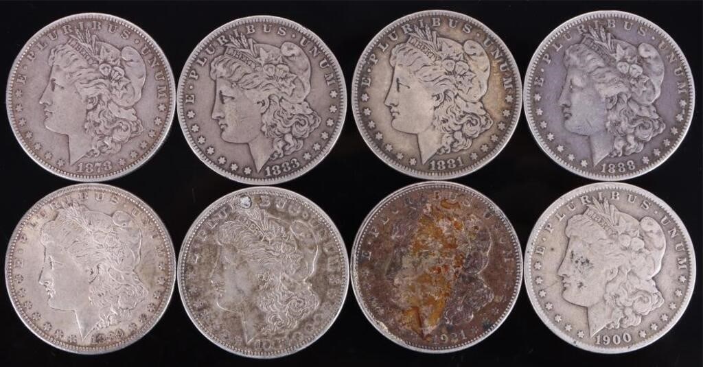 ASSORTED 90% SILVER MORGAN DOLLARS - (8) (1 of 5)