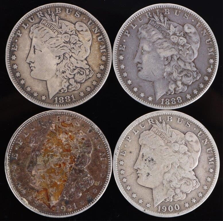 ASSORTED 90% SILVER MORGAN DOLLARS - (8) - 4