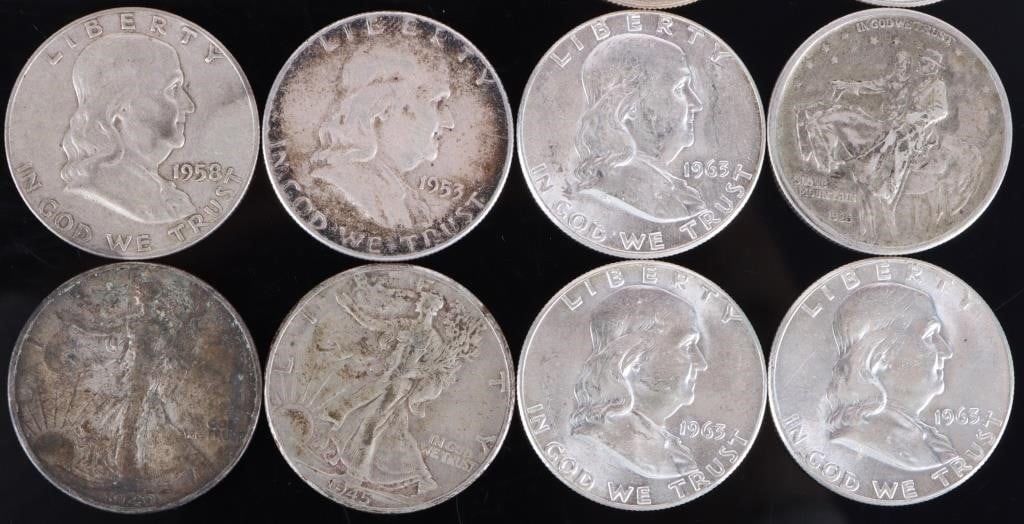 ASSORTED 90% SILVER U.S. HALF DOLLARS - (12) - 2