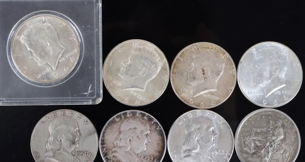 ASSORTED 90% SILVER U.S. HALF DOLLARS - (12) - 3