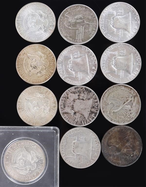 ASSORTED 90% SILVER U.S. HALF DOLLARS - (12) - 4