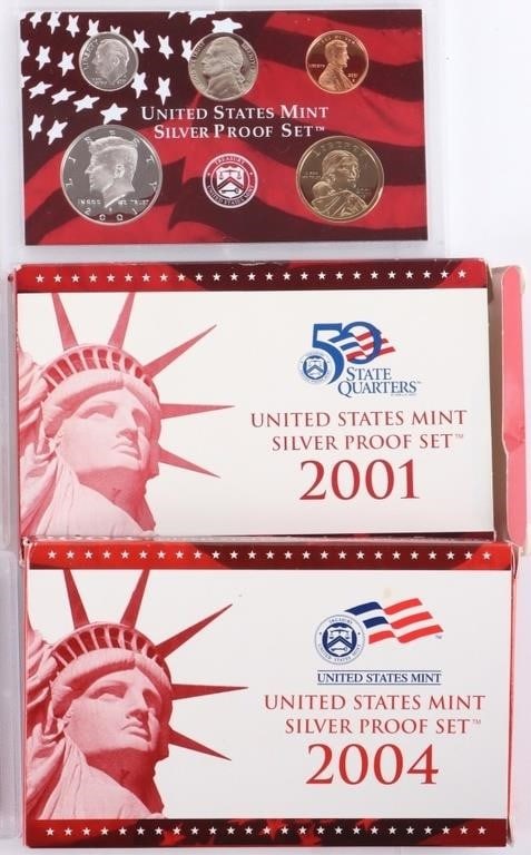 ASSORTED U.S. 90% SILVER PROOF SETS 2000-2004 -(5) - 4