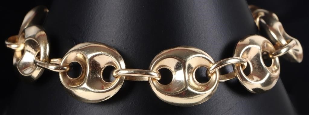 14K YELLOW GOLD PUFFED MARINER LINK BRACELET: 14K yellow gold puffed mariner link ladies bracelet.Weight: 18.69 GramsSize: 7.50"Condition: Little to no wear, see images for details.