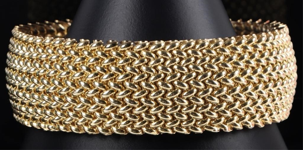 14K YELLOW GOLD ITALIAN MESH LINK LADIES BRACELET (1 of 4)