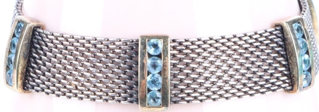 STERLING SILVER CHAIN BRACELET W/ TOPAZ GEMSTONES (1 of 4)