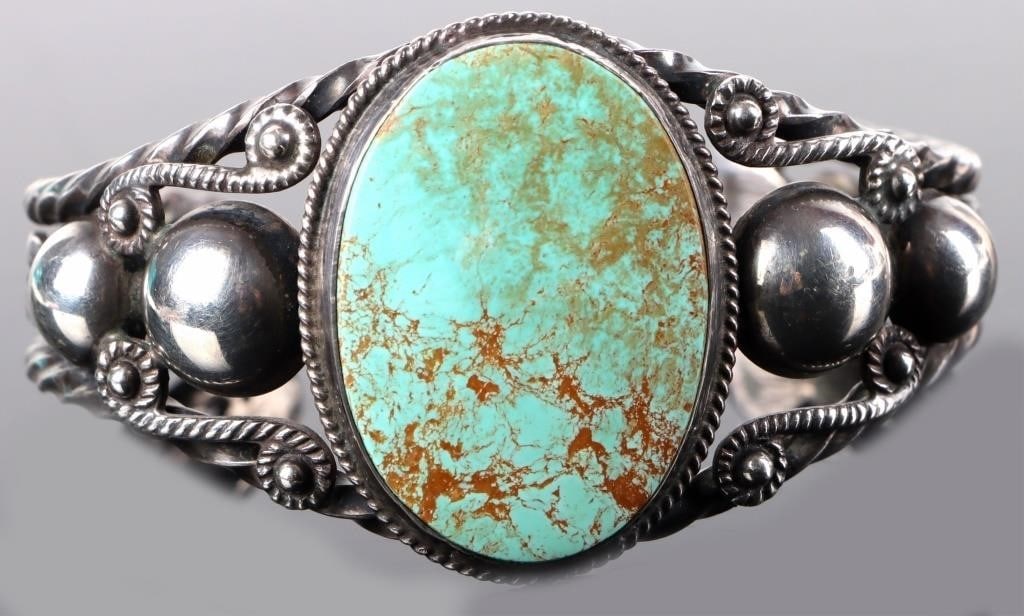 0.925 SILVER SOUTHWESTERN TURQUOISE CUFF BRACELET (1 of 3)