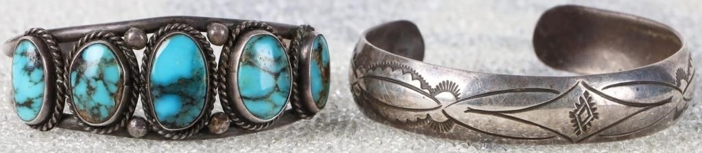 SOUTHWEST TURQUOISE STERLING CUFF BRACELET (1 of 5)
