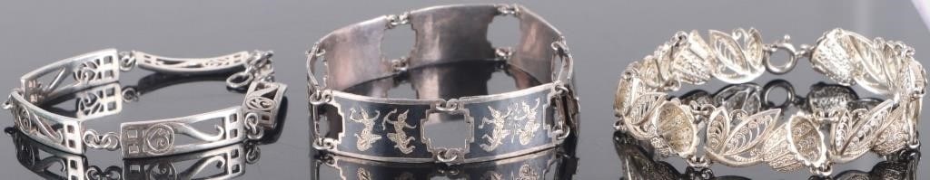 STERLING SILVER FILIGREE BRACELETS - LOT OF 3 (1 of 4)