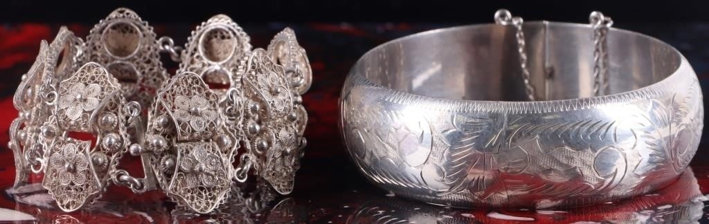 STERLING SILVER LADIES FILIGREE & CUFF BRACELETS (1 of 5)