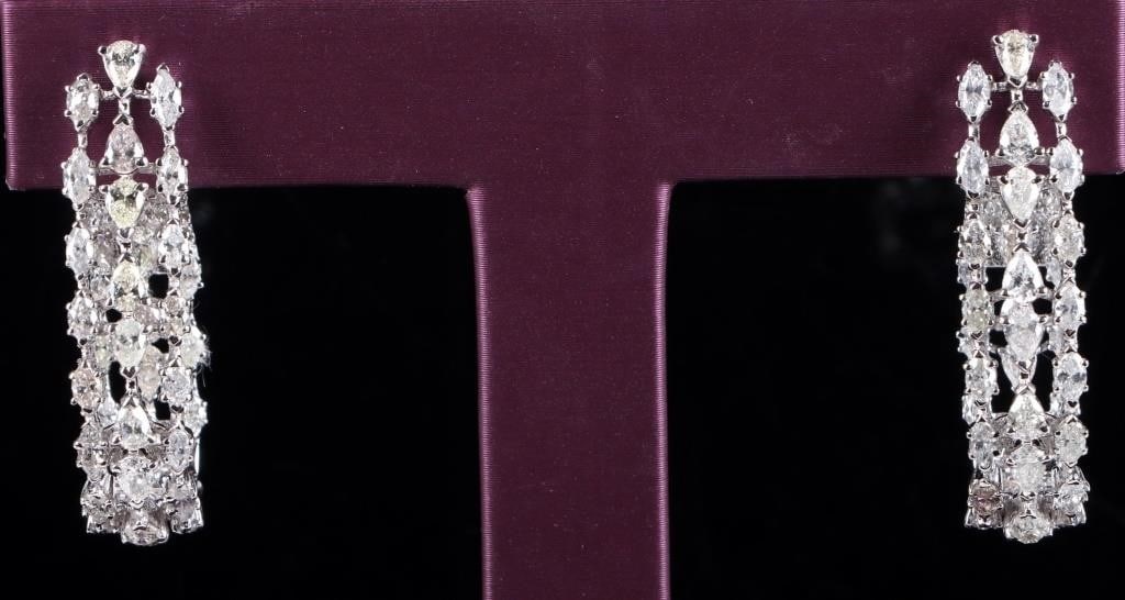 5.70CTW DIAMOND 14K WHITE GOLD OVAL HOOP EARRINGS (1 of 6)