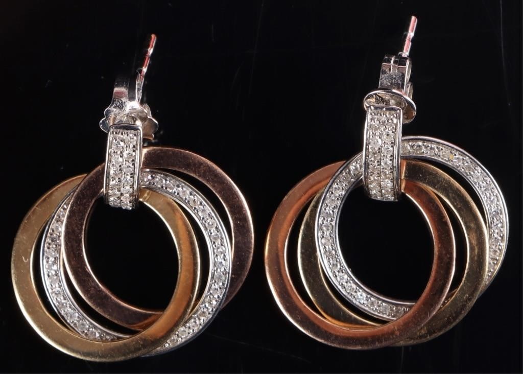 14K EFFY DIAMOND TRI COLOR CIRCLE EARRINGS (1 of 4)