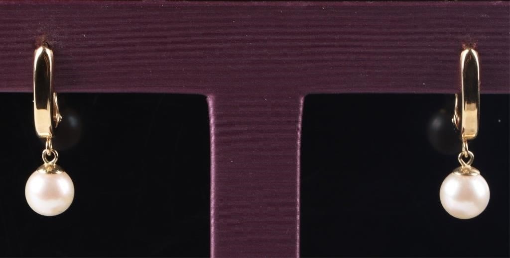 7.2-7.0MM BLUSH PEARL 14K YELLOW GOLD EARRINGS (1 of 3)