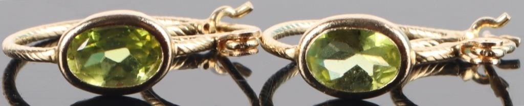 14K OVAL SPINEL HOOP EARRINGS (1 of 3)