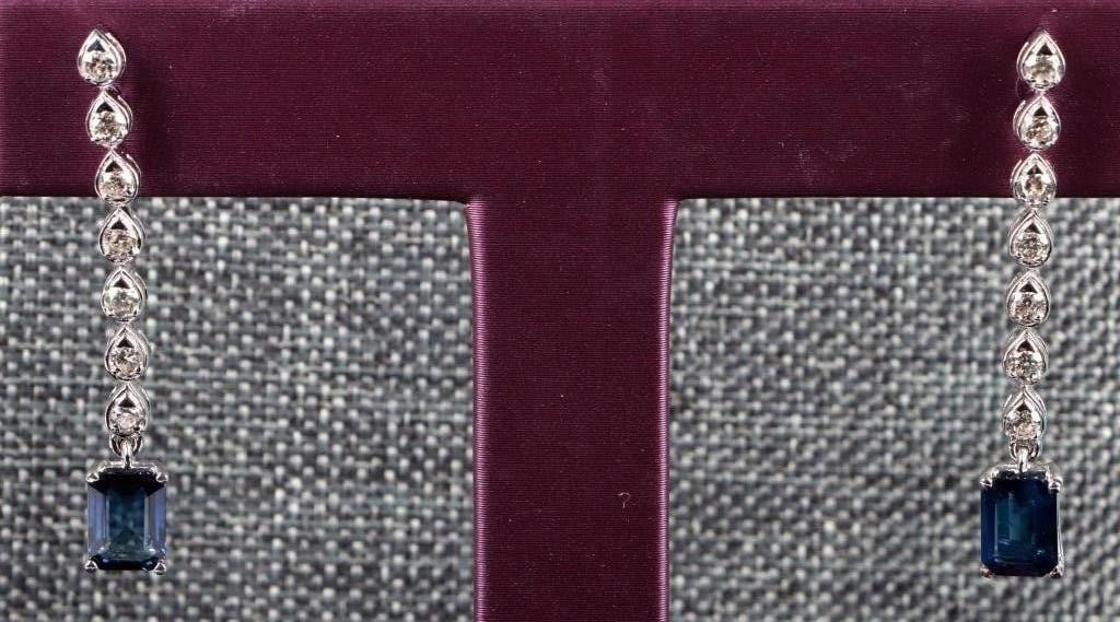 2.71CTW DIAMOND & SAPPHIRE LADIES DANGLE EARRINGS (1 of 2)